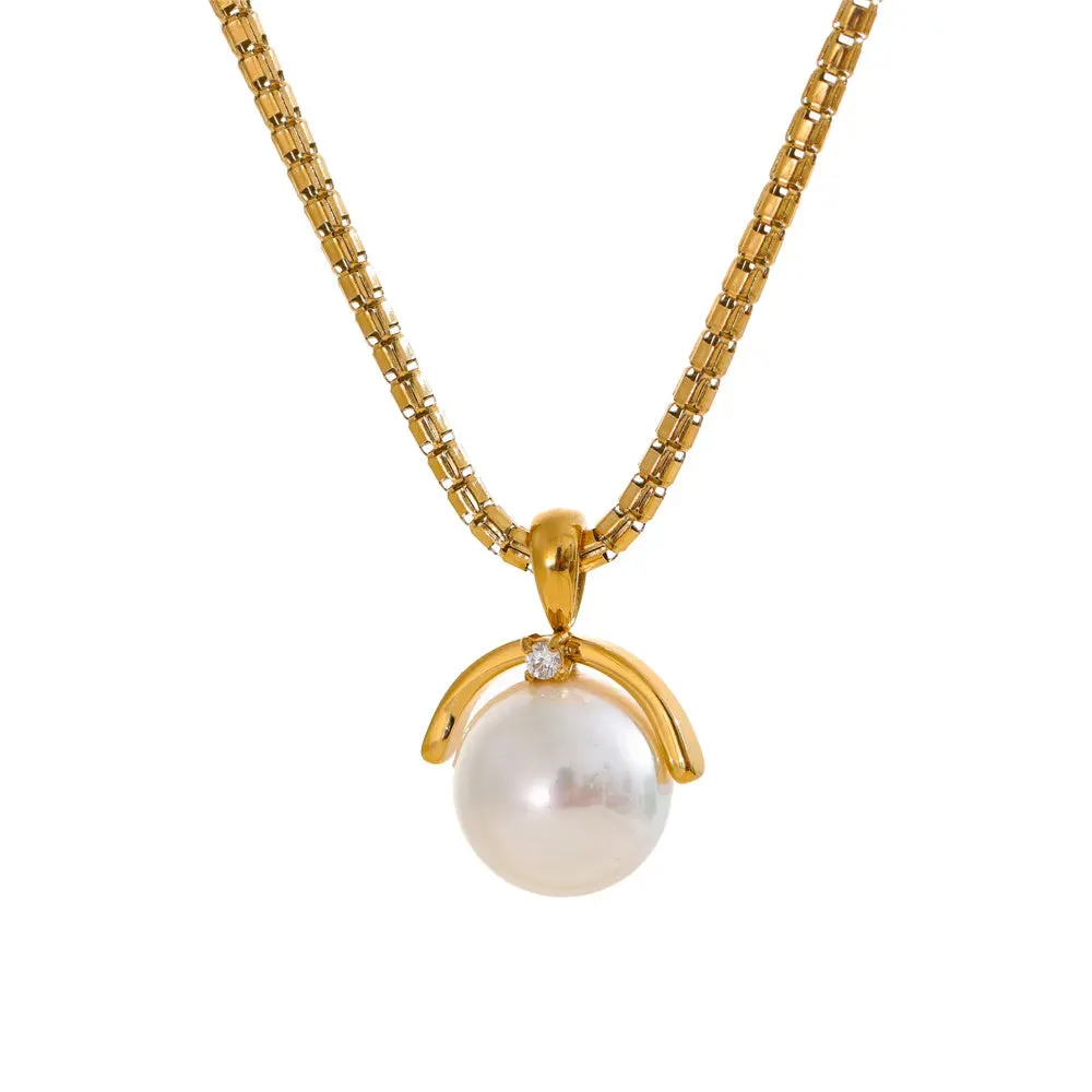 12mm Simulated Pearl Pendant Necklace