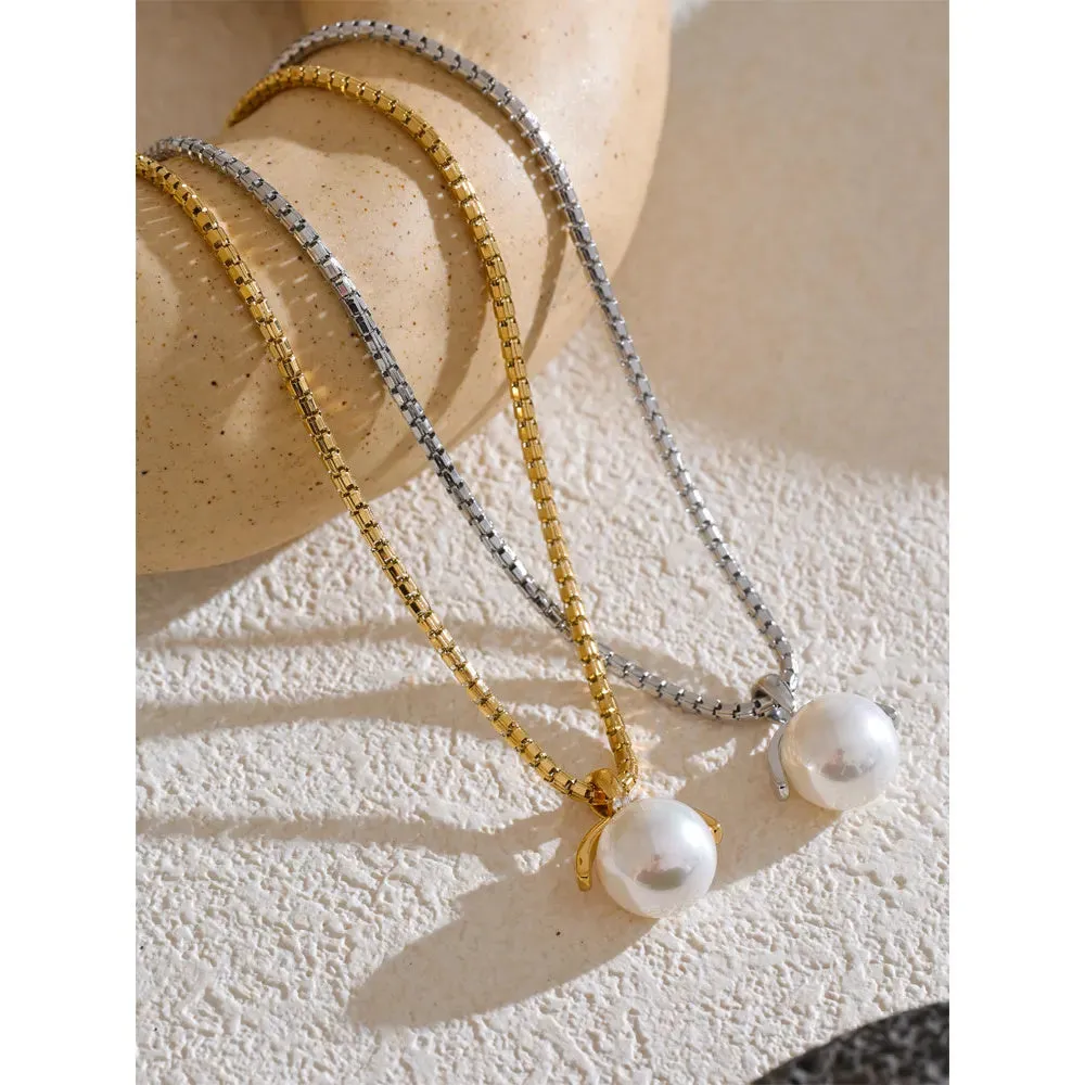 12mm Simulated Pearl Pendant Necklace