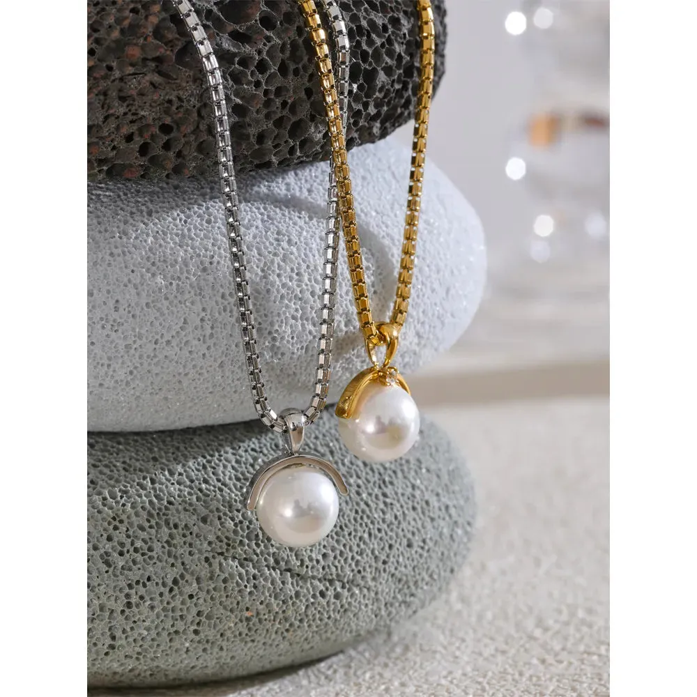 12mm Simulated Pearl Pendant Necklace