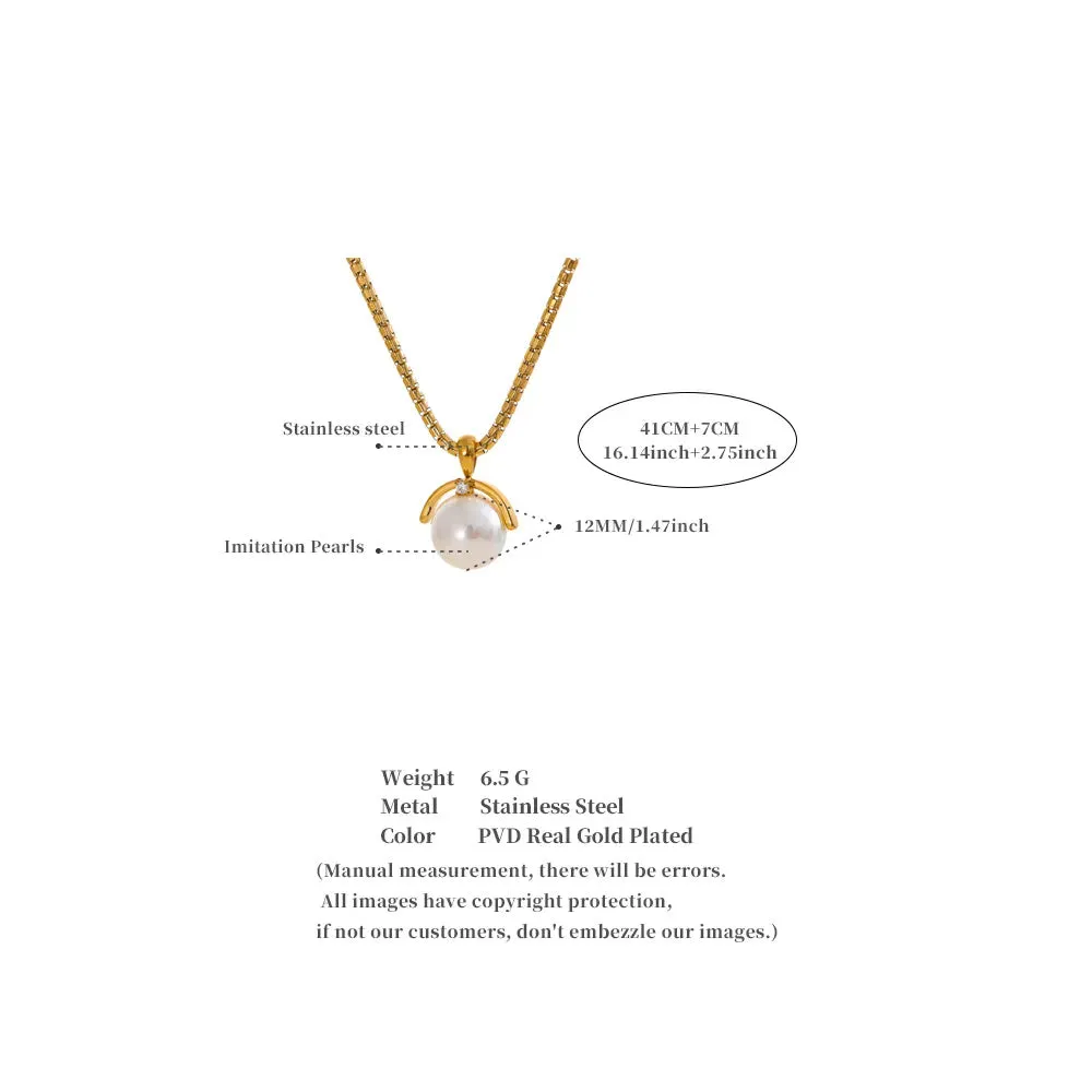 12mm Simulated Pearl Pendant Necklace