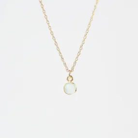 14k Gold Filled Chain with 6mm Bezel-Set Aqua Blue Chalcedony