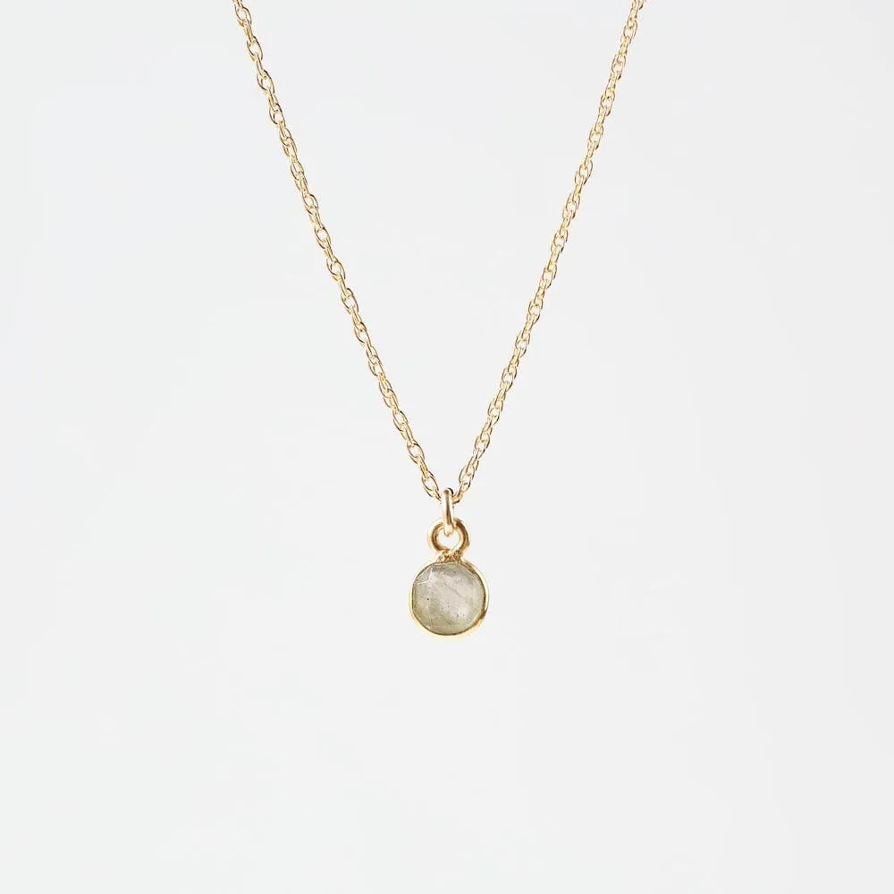 14k Gold Filled Chain with 6mm Bezel-Set Labradorite