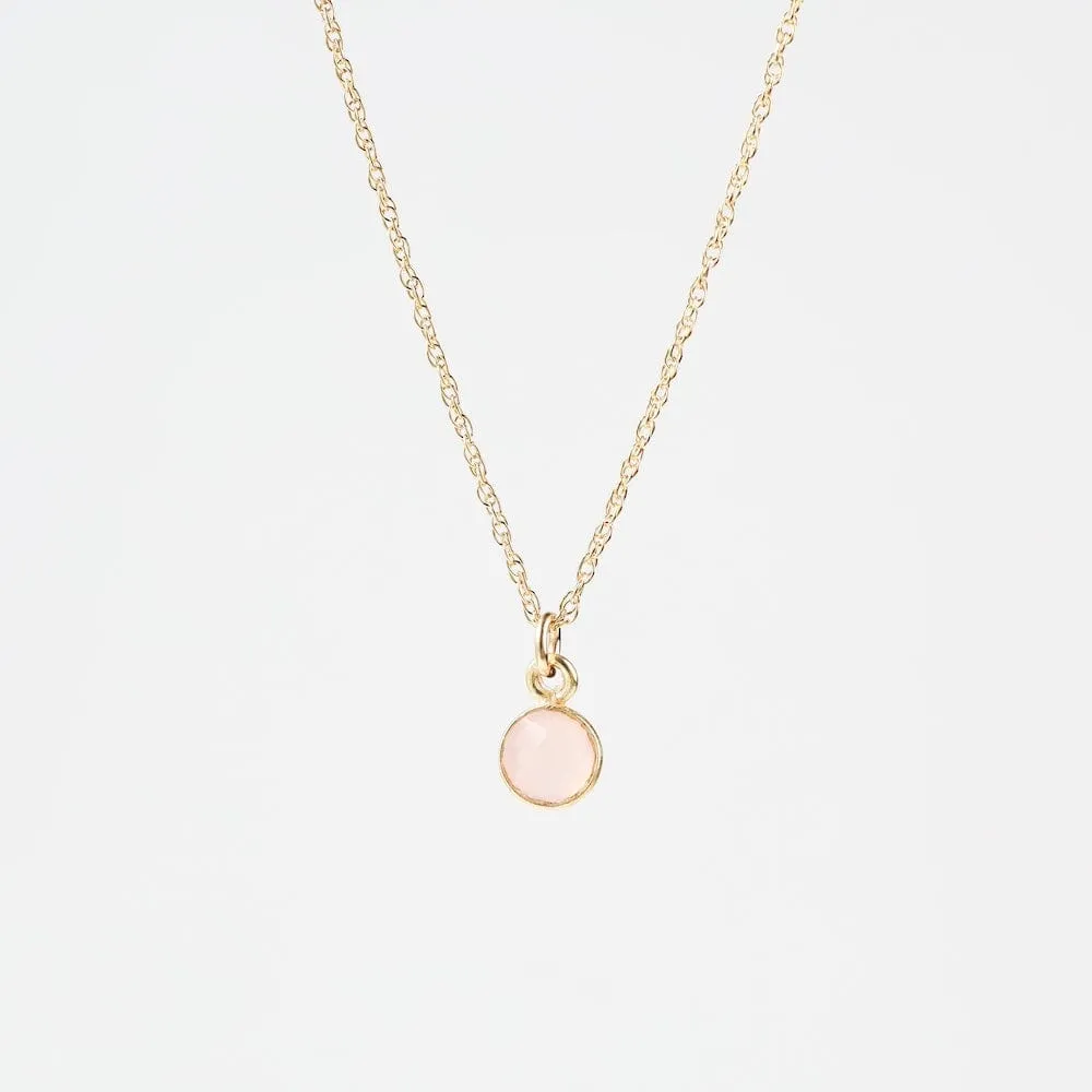 14k Gold Filled Chain with 6mm Bezel-Set Rose Quartz