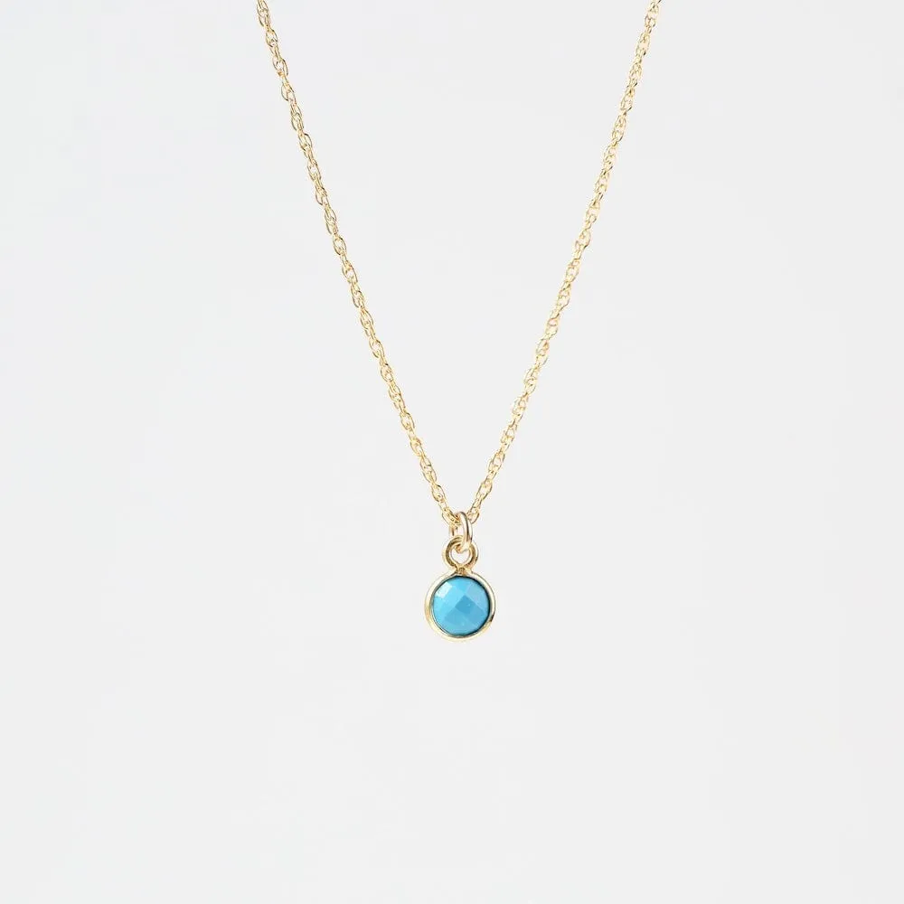 14k Gold Filled Chain with 6mm Bezel-Set Turquoise