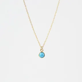 14k Gold Filled Chain with 6mm Bezel-Set Turquoise
