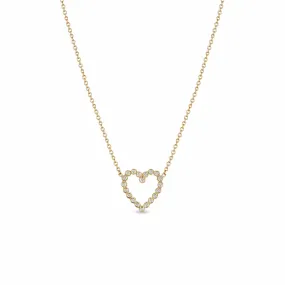 14k Small Diamond Bezel Heart Necklace