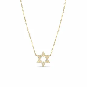 14k Small Diamond Bezel Star of David Necklace