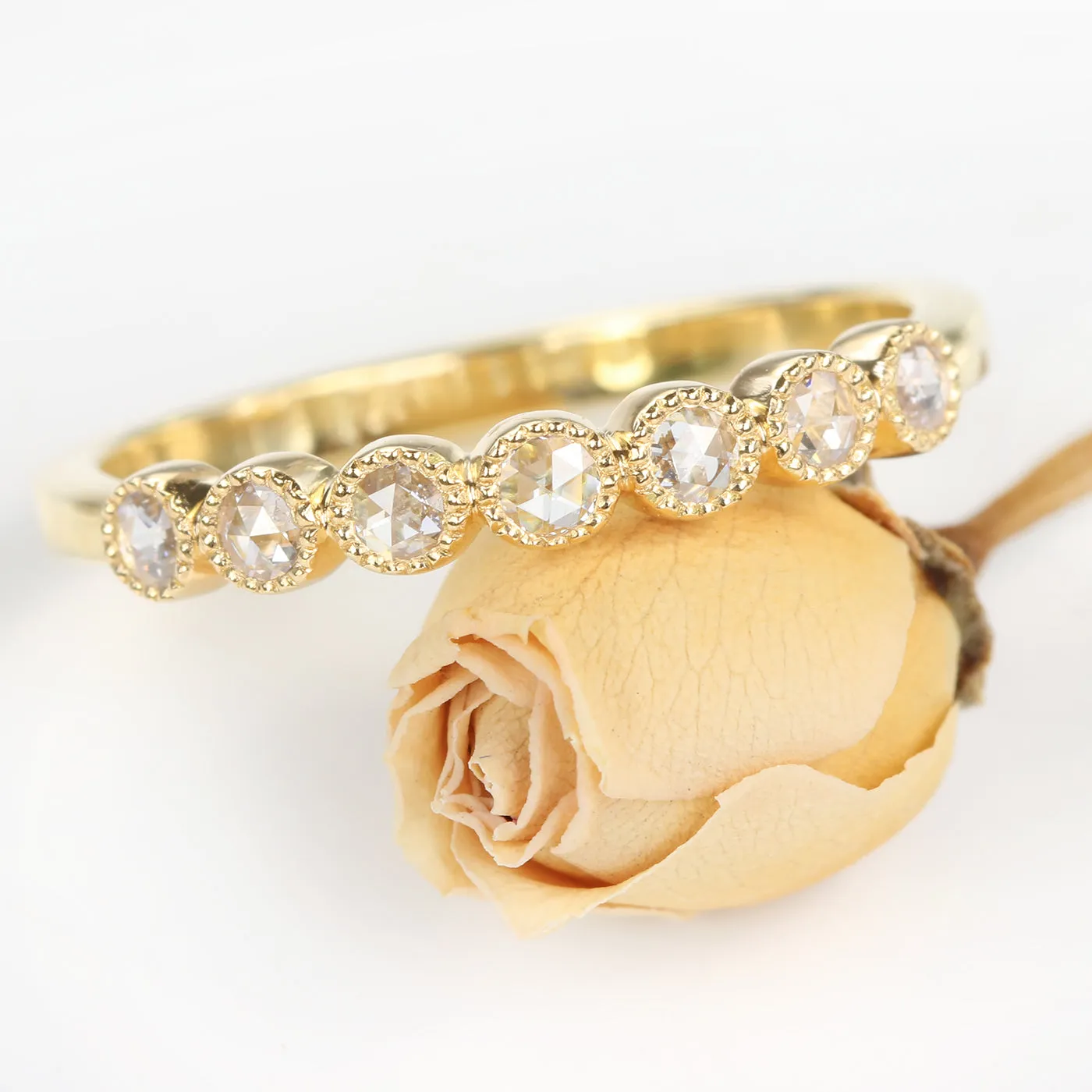 18ct Gold Rose Cut Diamond Wedding Ring
