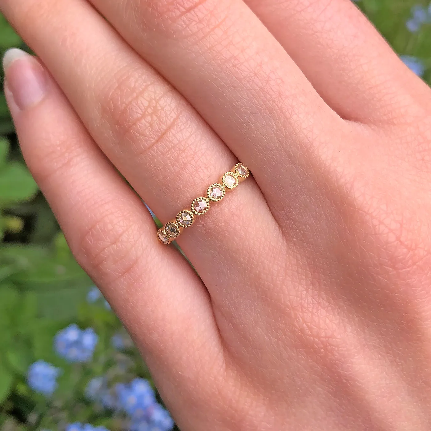 18ct Gold Rose Cut Diamond Wedding Ring