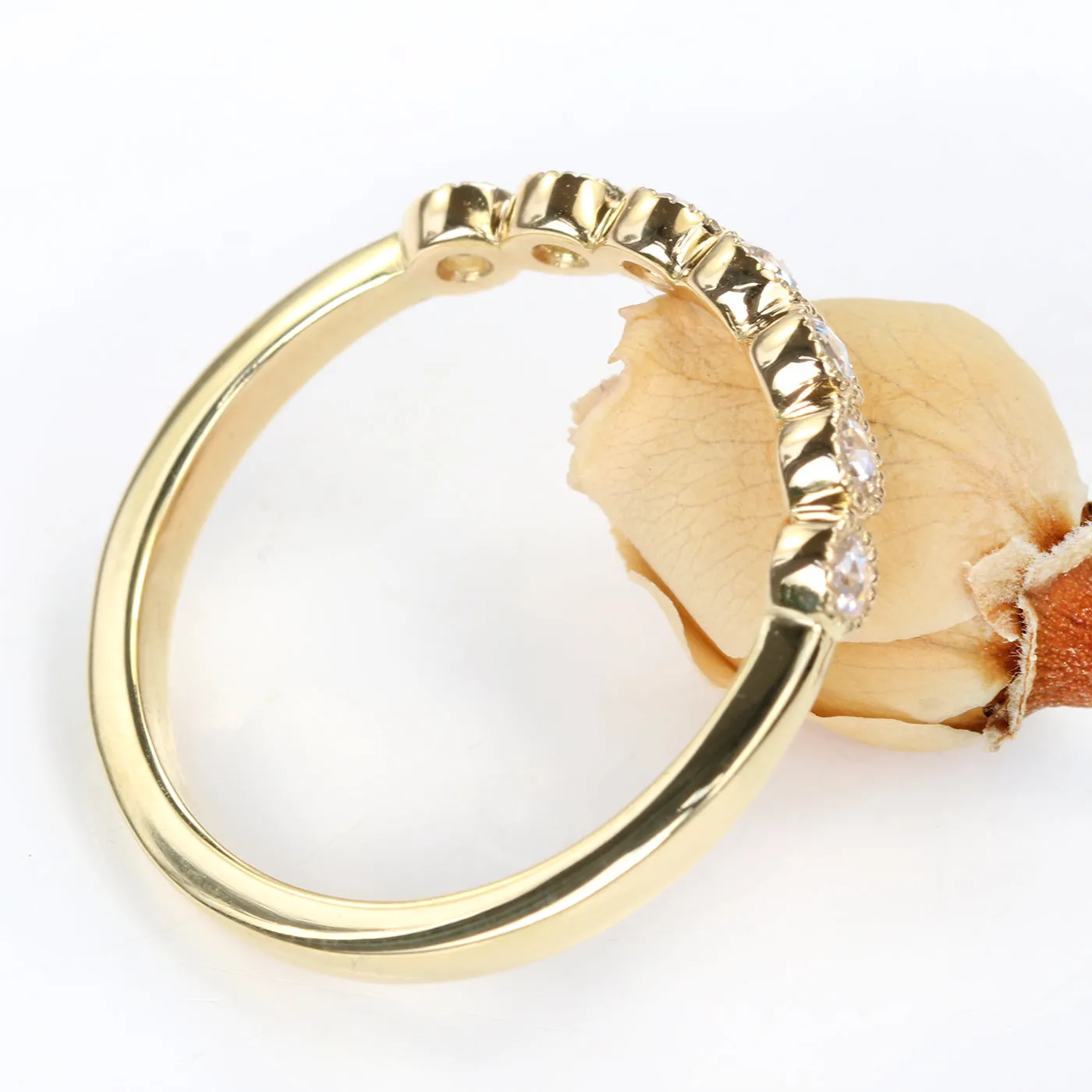 18ct Gold Rose Cut Diamond Wedding Ring