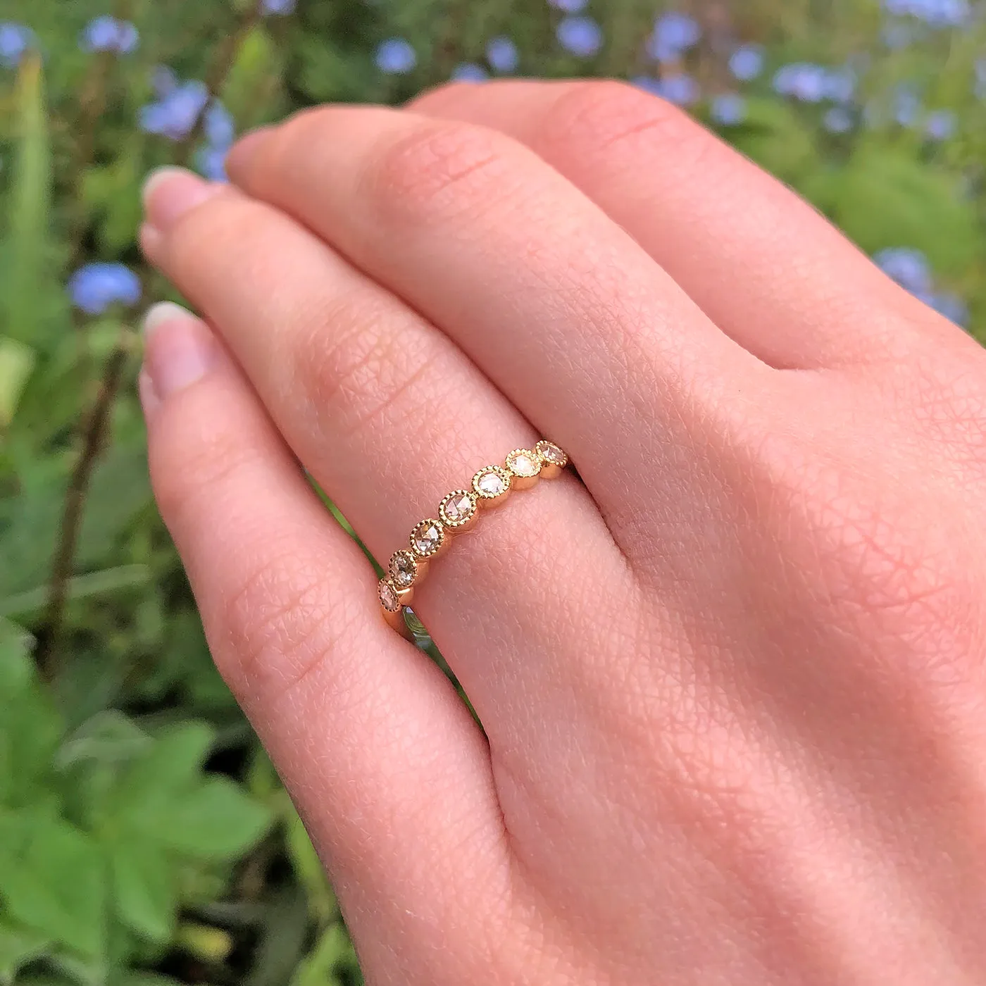 18ct Gold Rose Cut Diamond Wedding Ring