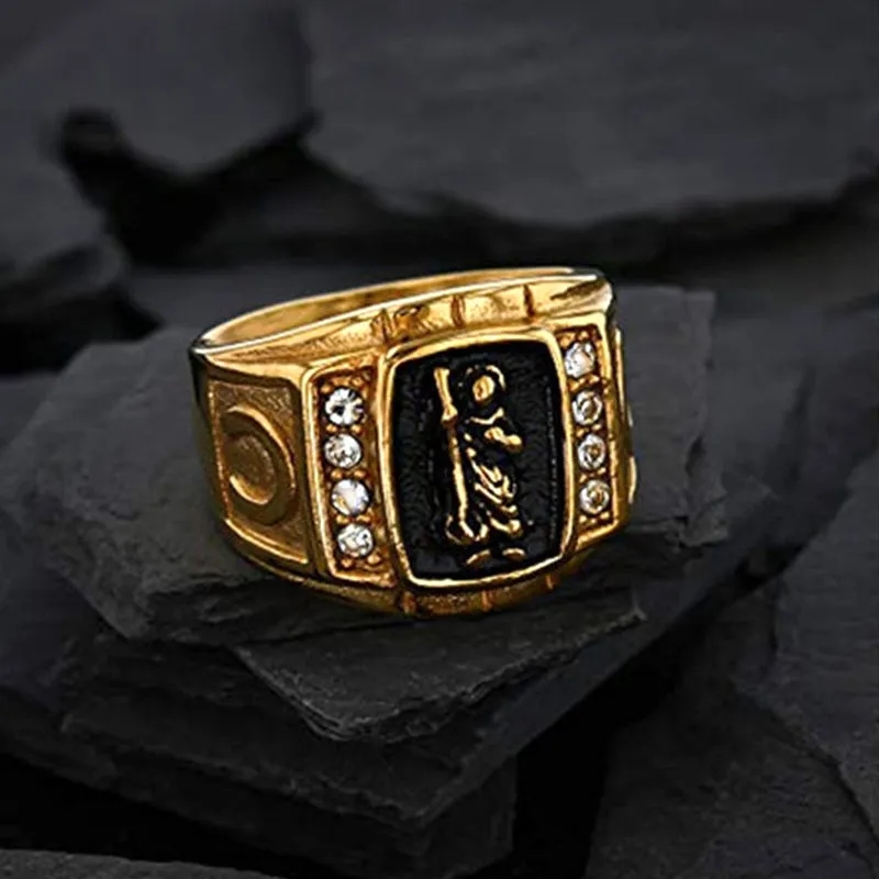 925 Silver Large Square CZ Diamond San Judas Ring