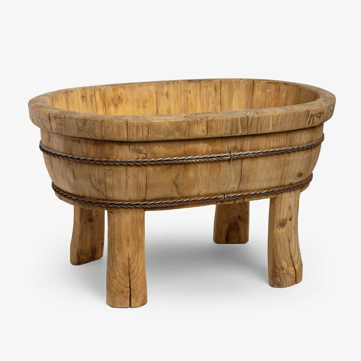 Bohai Oval Timber Basin With Legs
