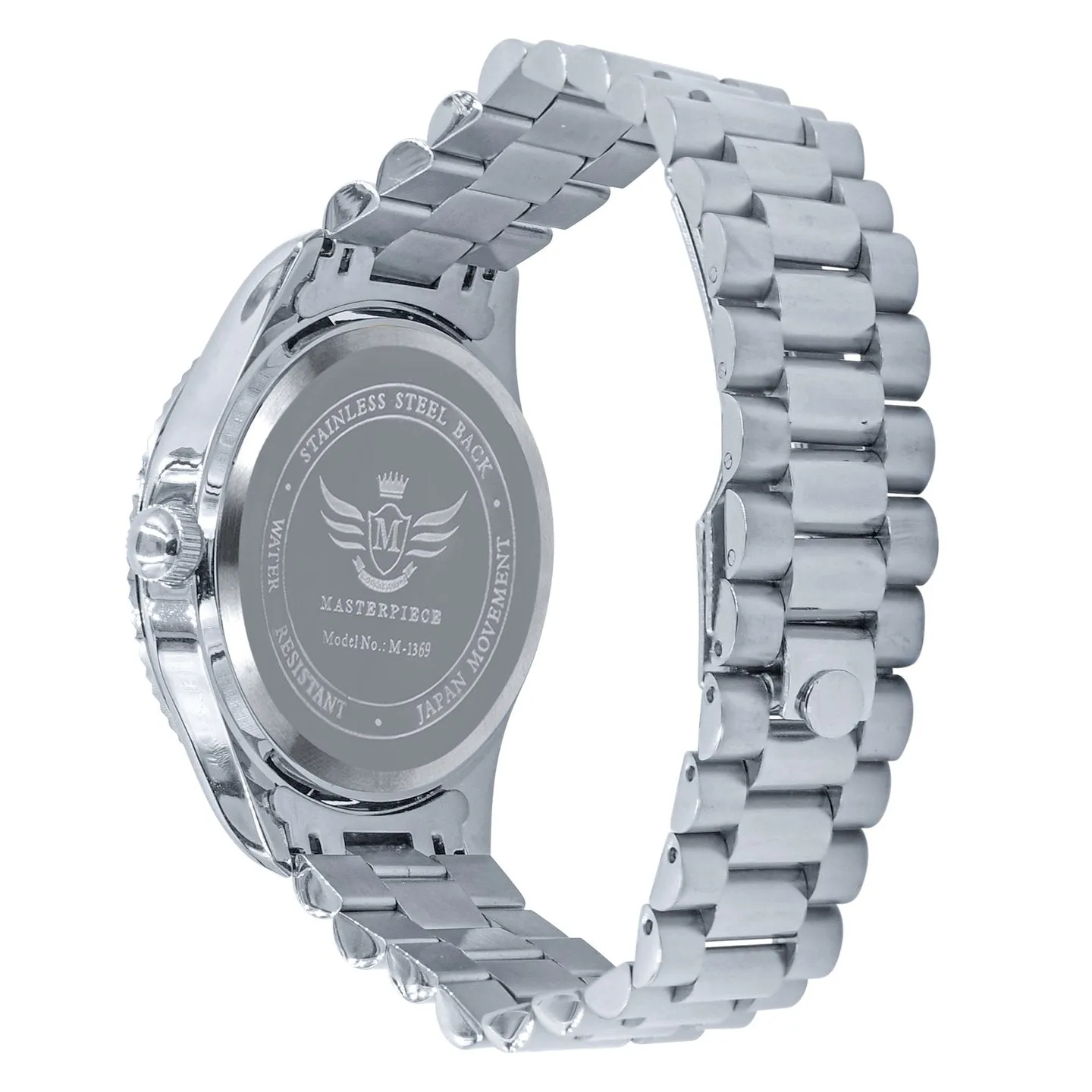 Clean 41MM CZ Baguette Hours Date Watch