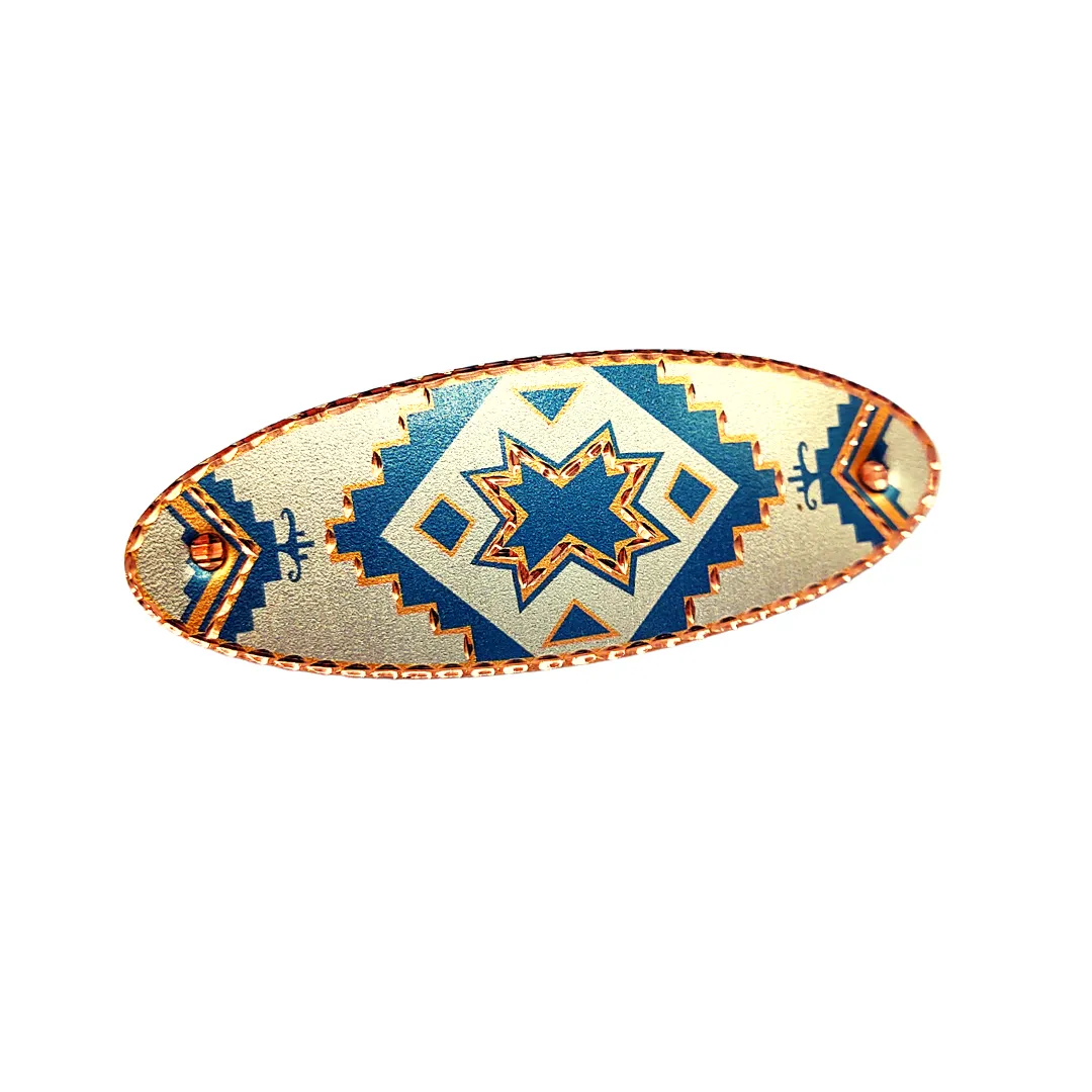 Copper Blue Star Design Hairclip