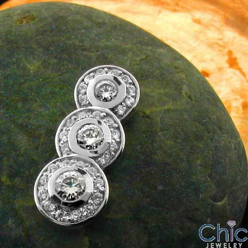 Cubic Zirconia Cz .85 TCW Round Bezel Ct Pave Pendant