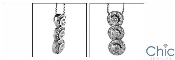 Cubic Zirconia Cz .85 TCW Round Bezel Ct Pave Pendant