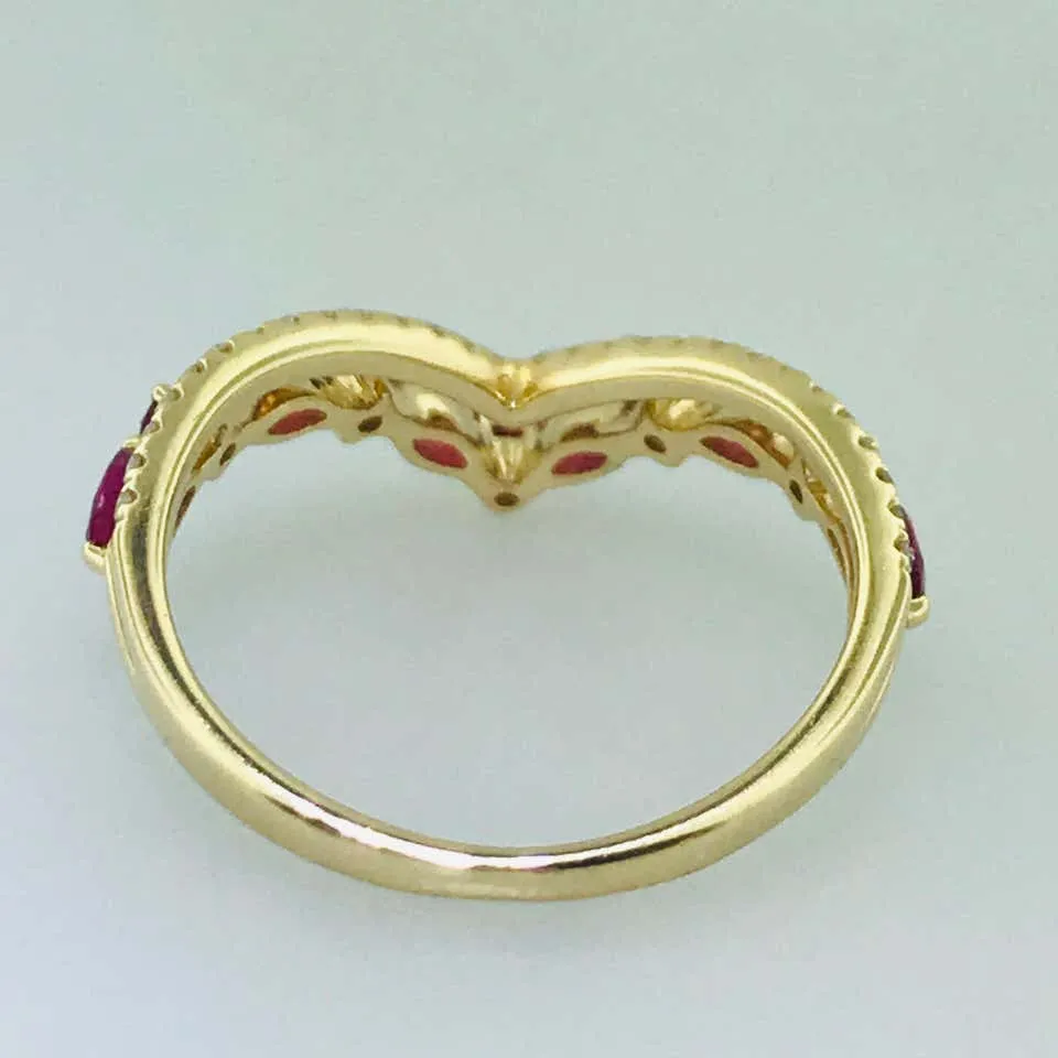 Diamond and Ruby V Ring