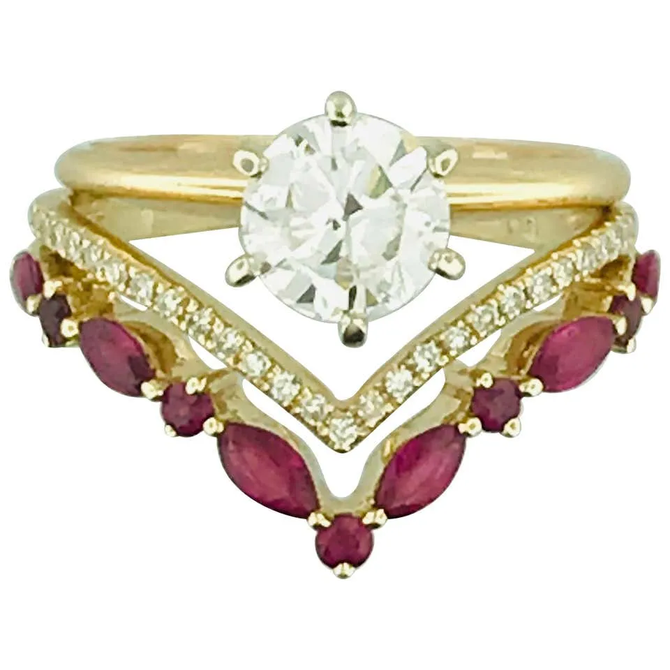 Diamond and Ruby V Ring