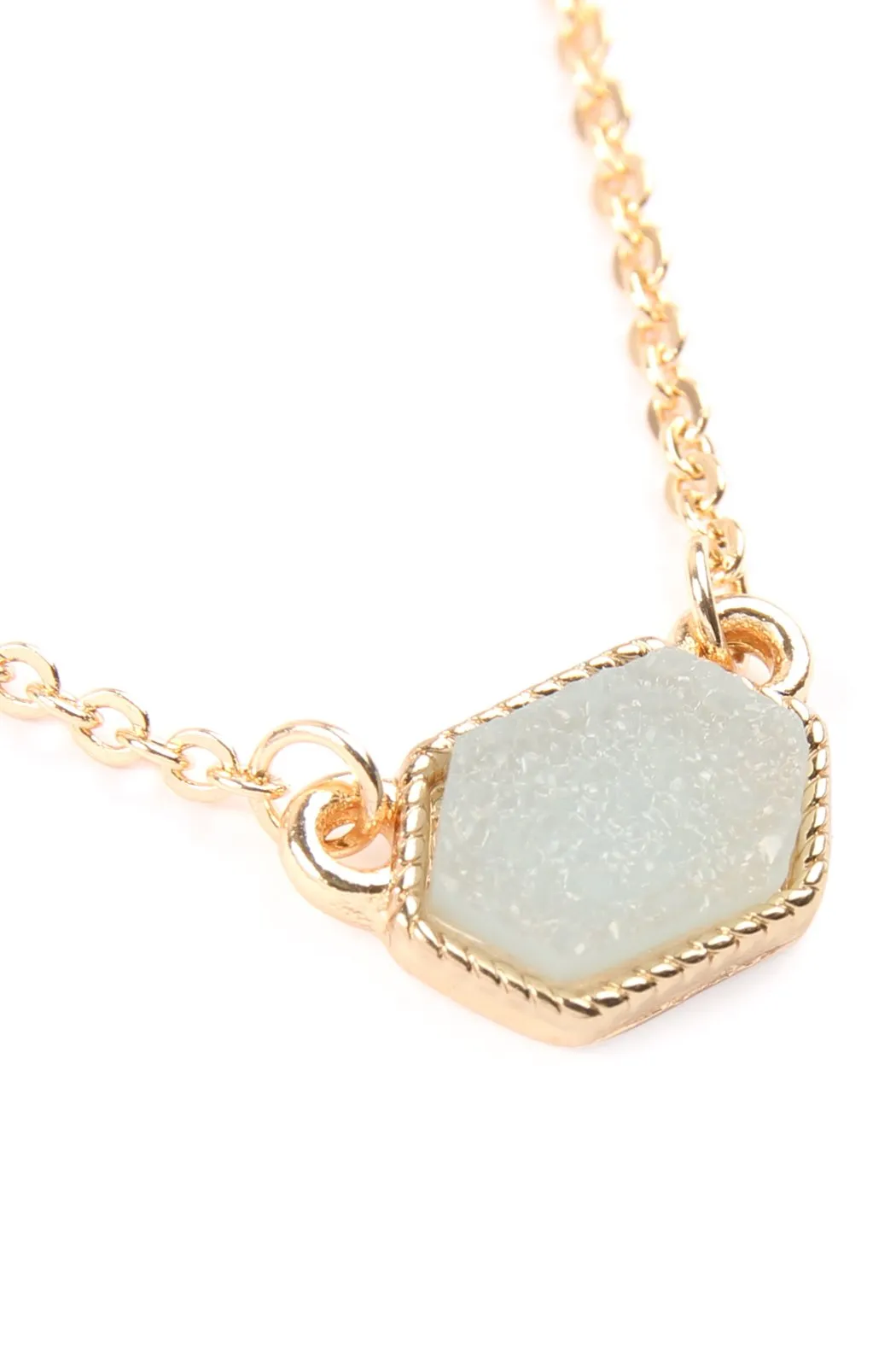 Druzy Hexagon  Necklaces With Stud Earring