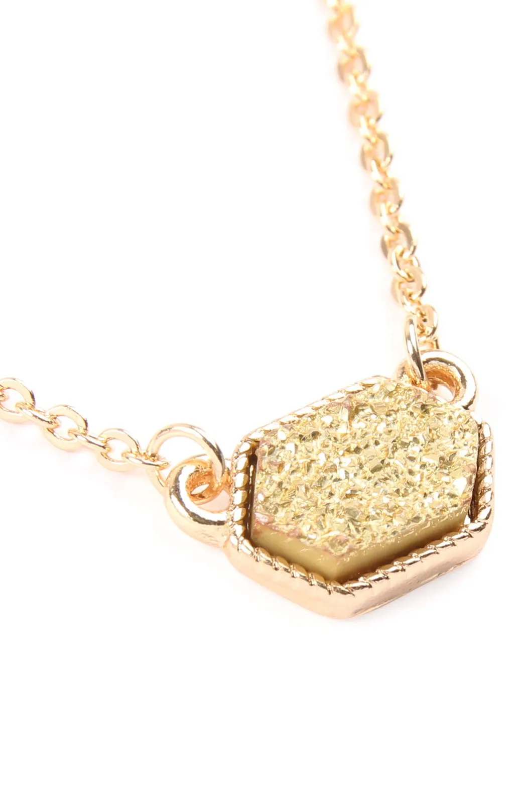 Druzy Hexagon  Necklaces With Stud Earring