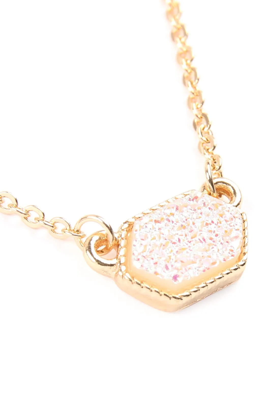 Druzy Hexagon  Necklaces With Stud Earring