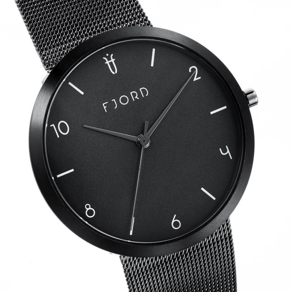 FJORD Laurens Black Mesh Watch - FJ-3027-44
