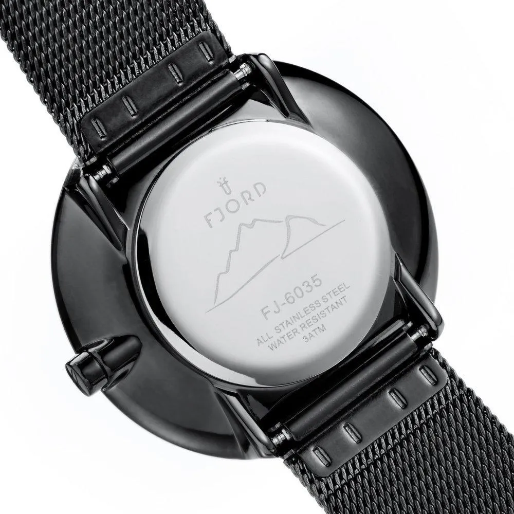 FJORD Laurens Black Mesh Watch - FJ-3027-44