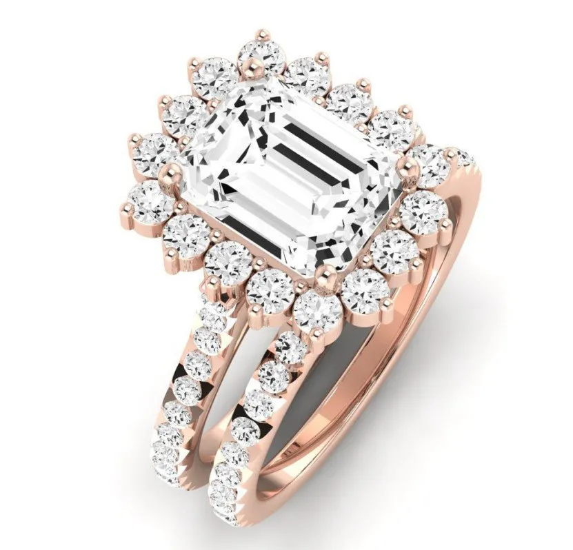 Gazania Diamond Matching Band For  With Emerald Center(Band Only. Engagement Ring Not Included)