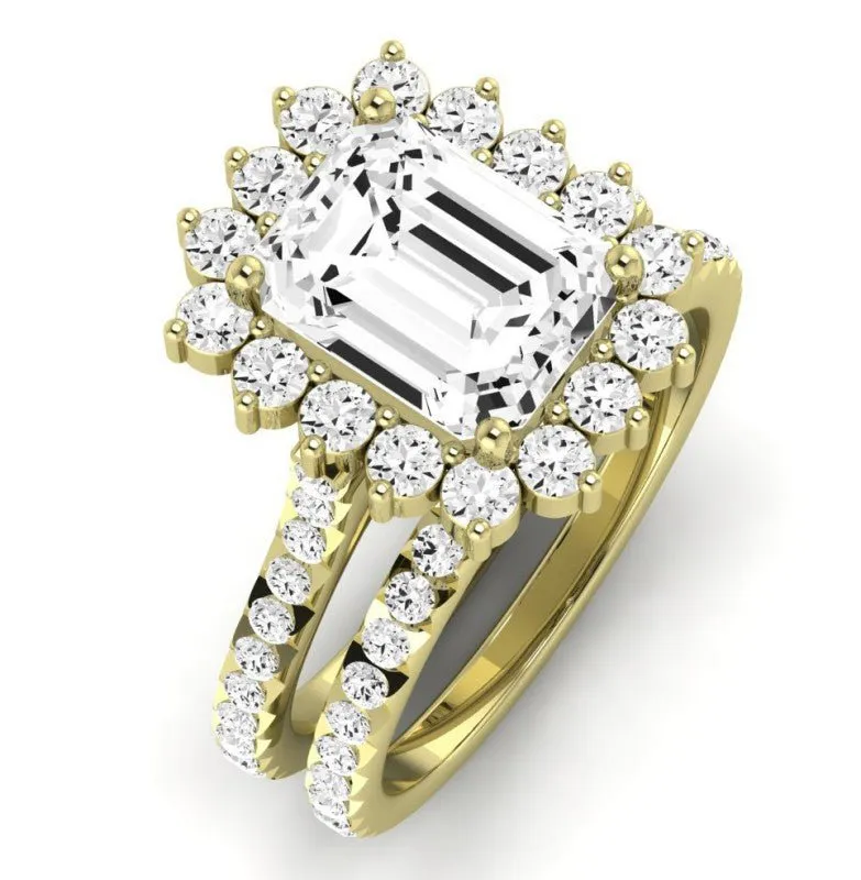 Gazania Diamond Matching Band For  With Emerald Center(Band Only. Engagement Ring Not Included)