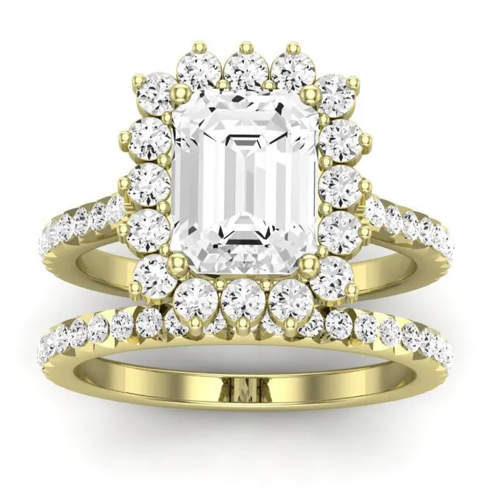 Gazania Diamond Matching Band For  With Emerald Center(Band Only. Engagement Ring Not Included)