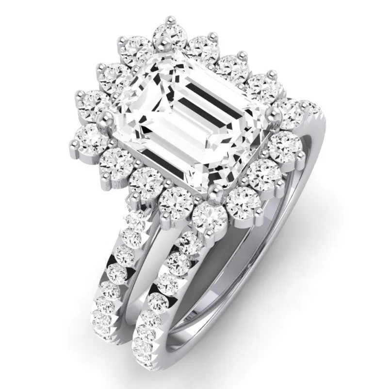Gazania Diamond Matching Band For  With Emerald Center(Band Only. Engagement Ring Not Included)
