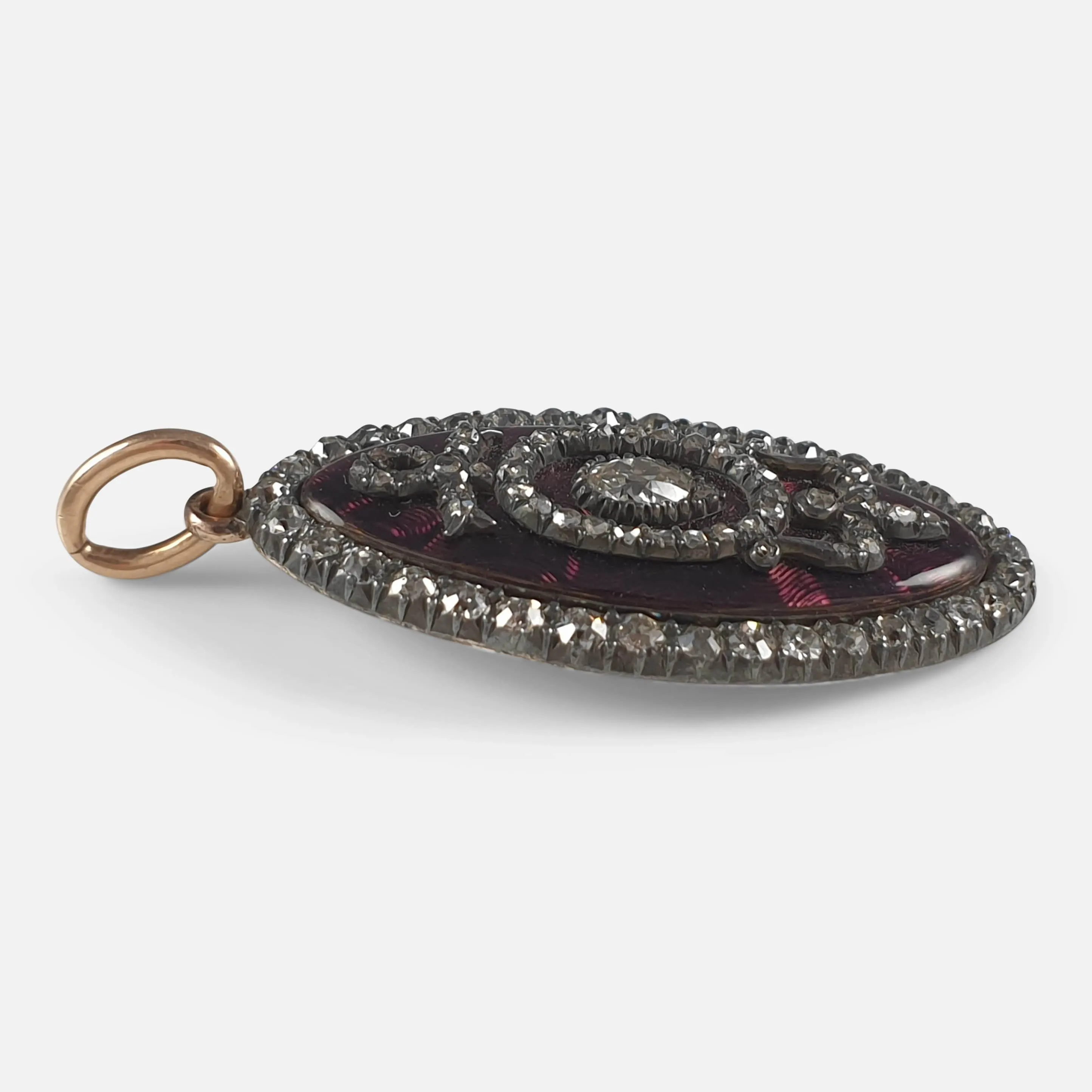 George III Diamond and Enamel Navette Pendant