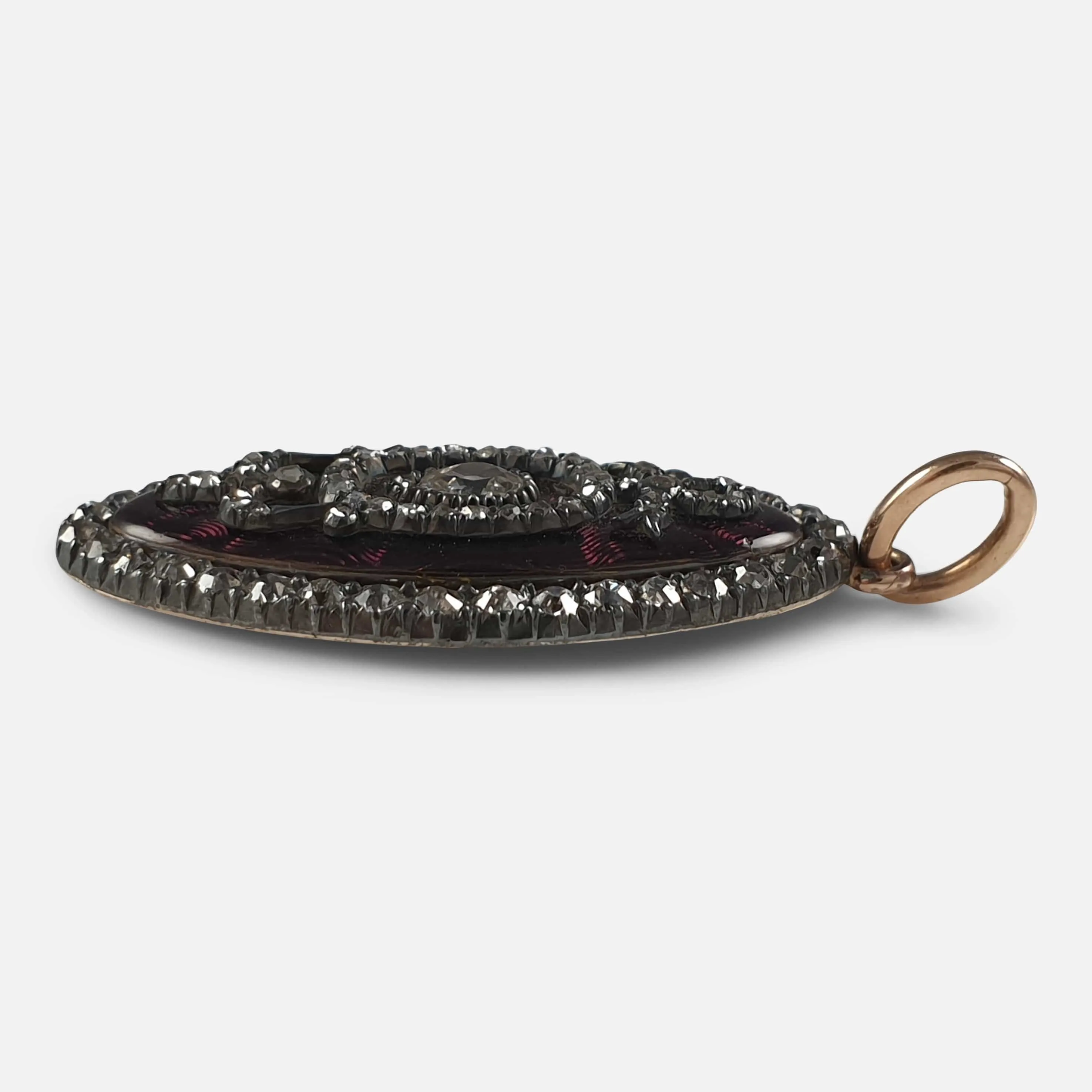 George III Diamond and Enamel Navette Pendant