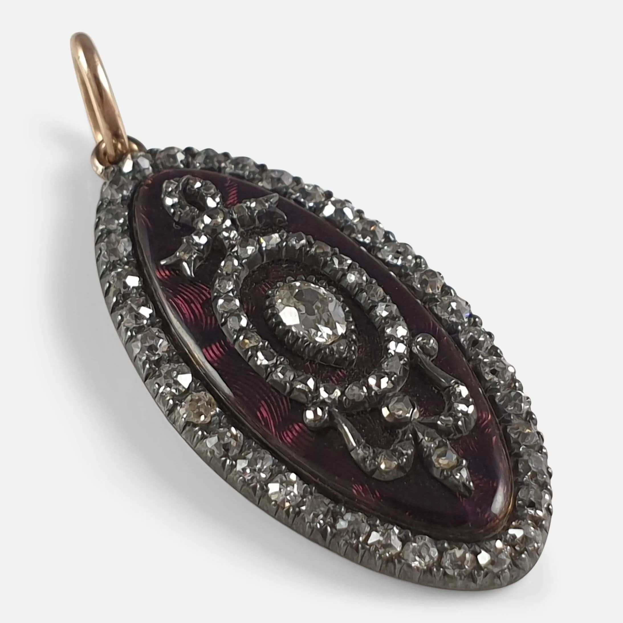 George III Diamond and Enamel Navette Pendant