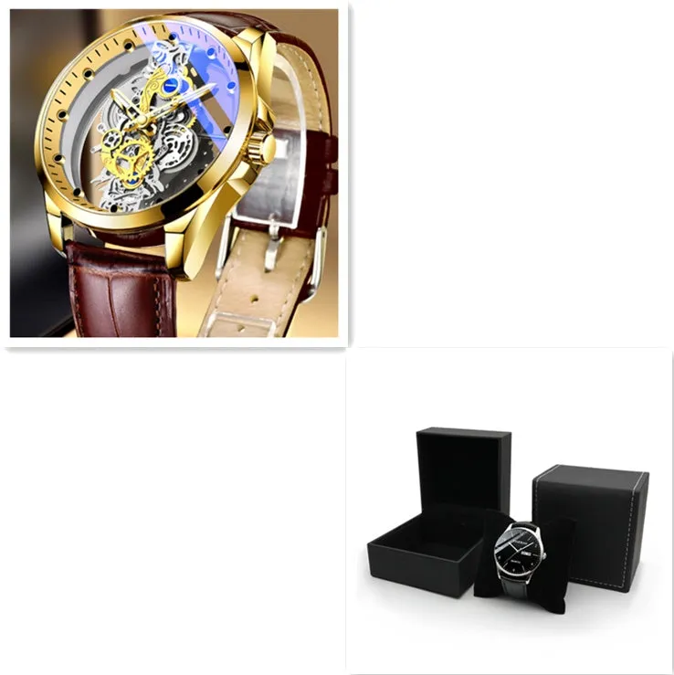 Gold Skeleton Vintage Man Quartz Watch