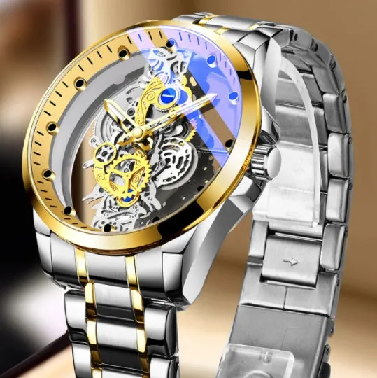 Gold Skeleton Vintage Man Quartz Watch