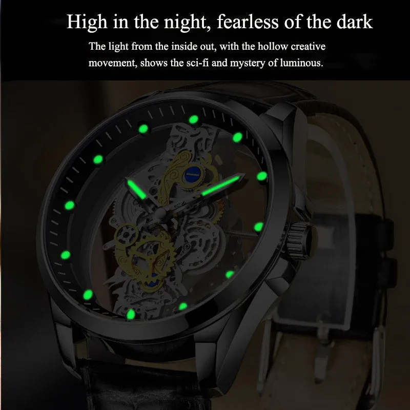 Gold Skeleton Vintage Man Quartz Watch