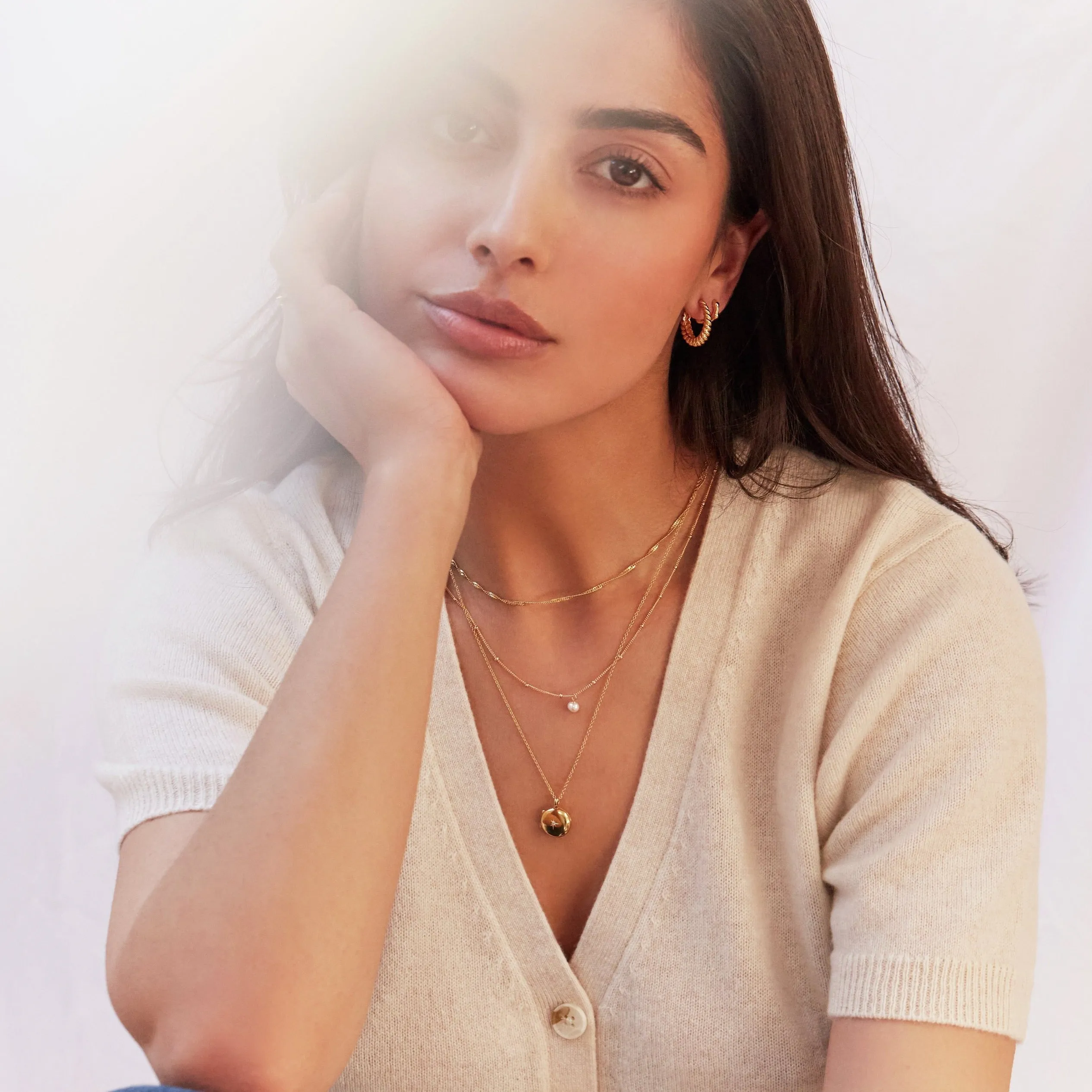 Gold Small Round Diamond Locket Necklace