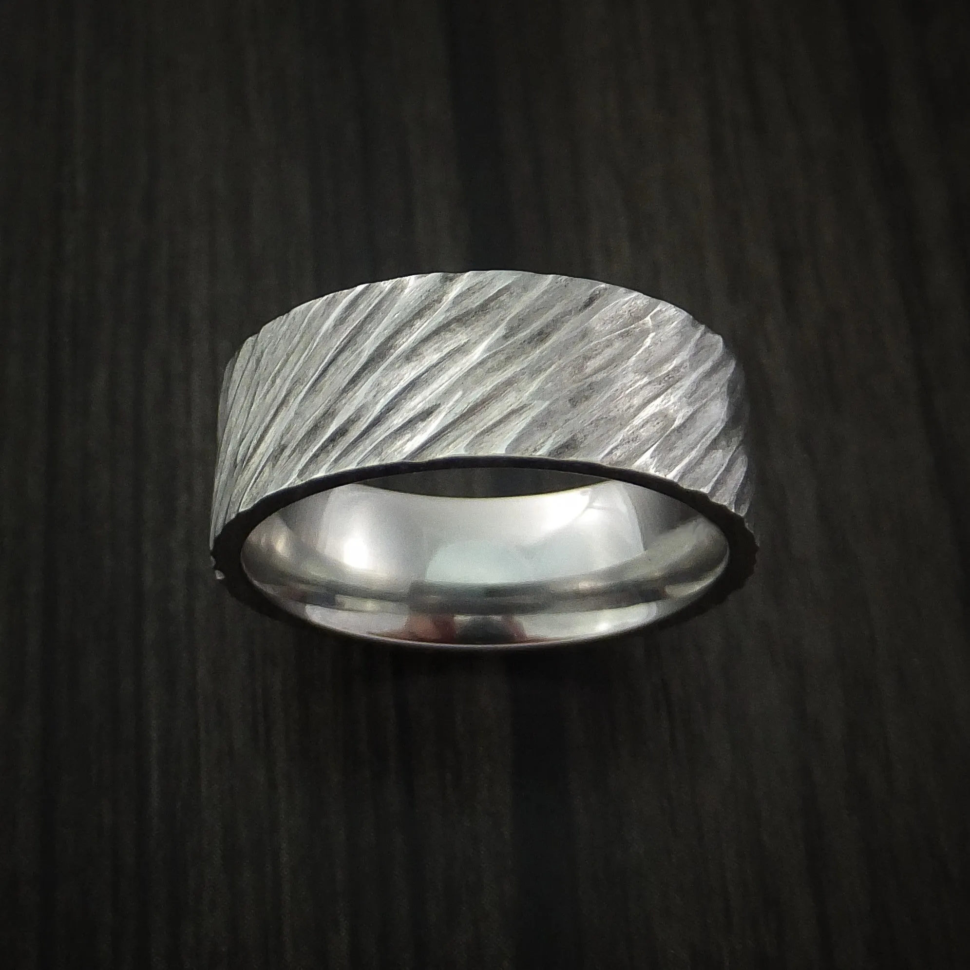 Inconel Tree Bark Band Unique Texture Men's Ring