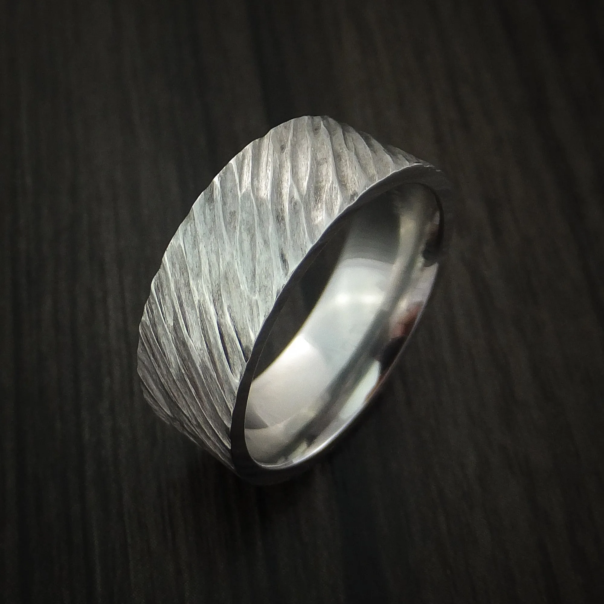 Inconel Tree Bark Band Unique Texture Men's Ring