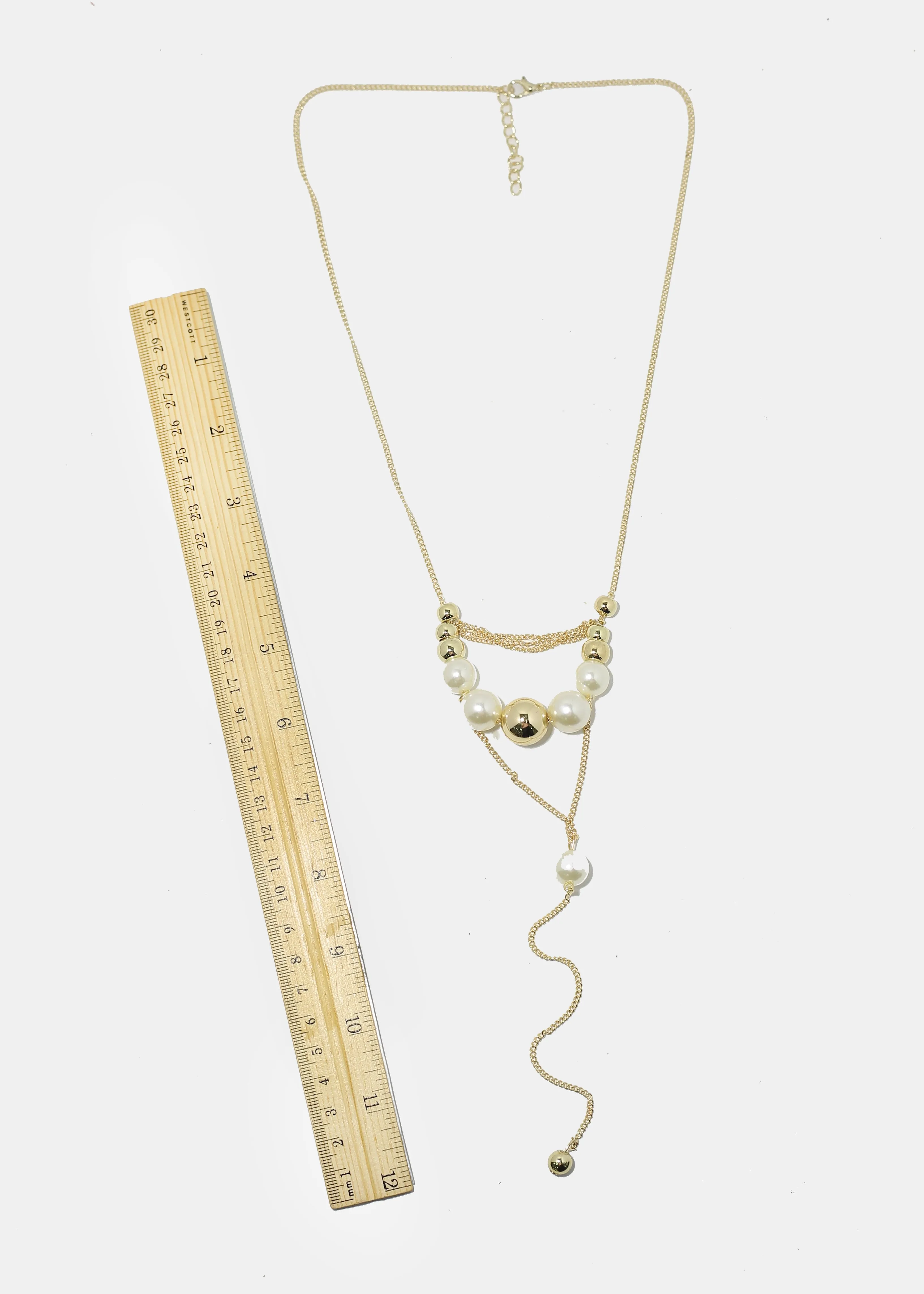 Layered Pearl & Metal Ball Necklace