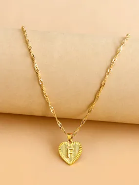 Letter Design Heart Charm Necklace