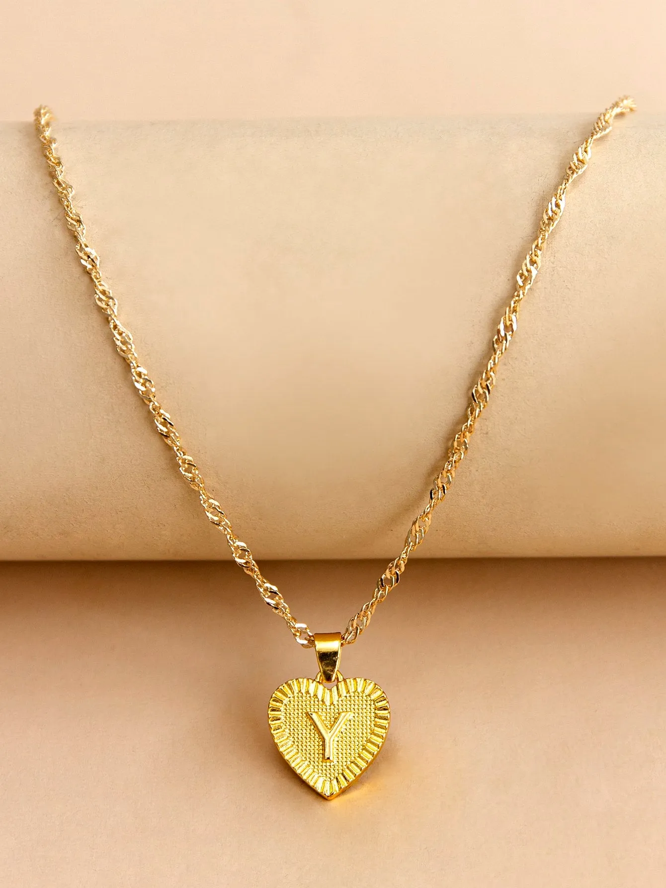 Letter Design Heart Charm Necklace