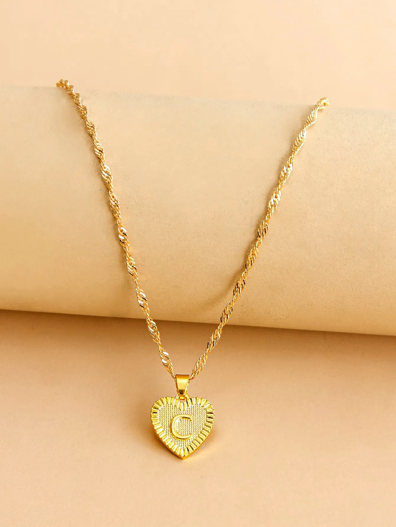 Letter Design Heart Charm Necklace