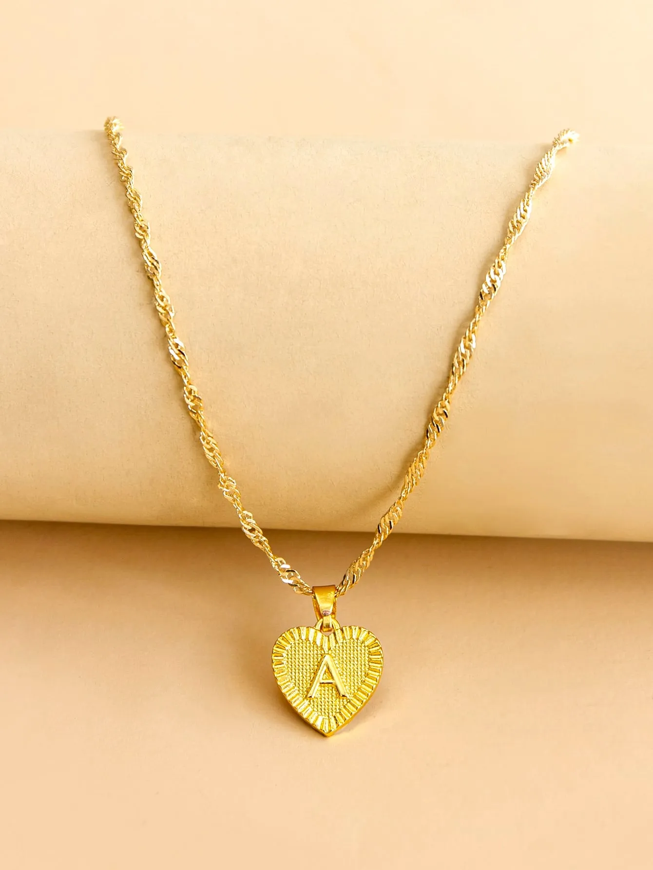 Letter Design Heart Charm Necklace