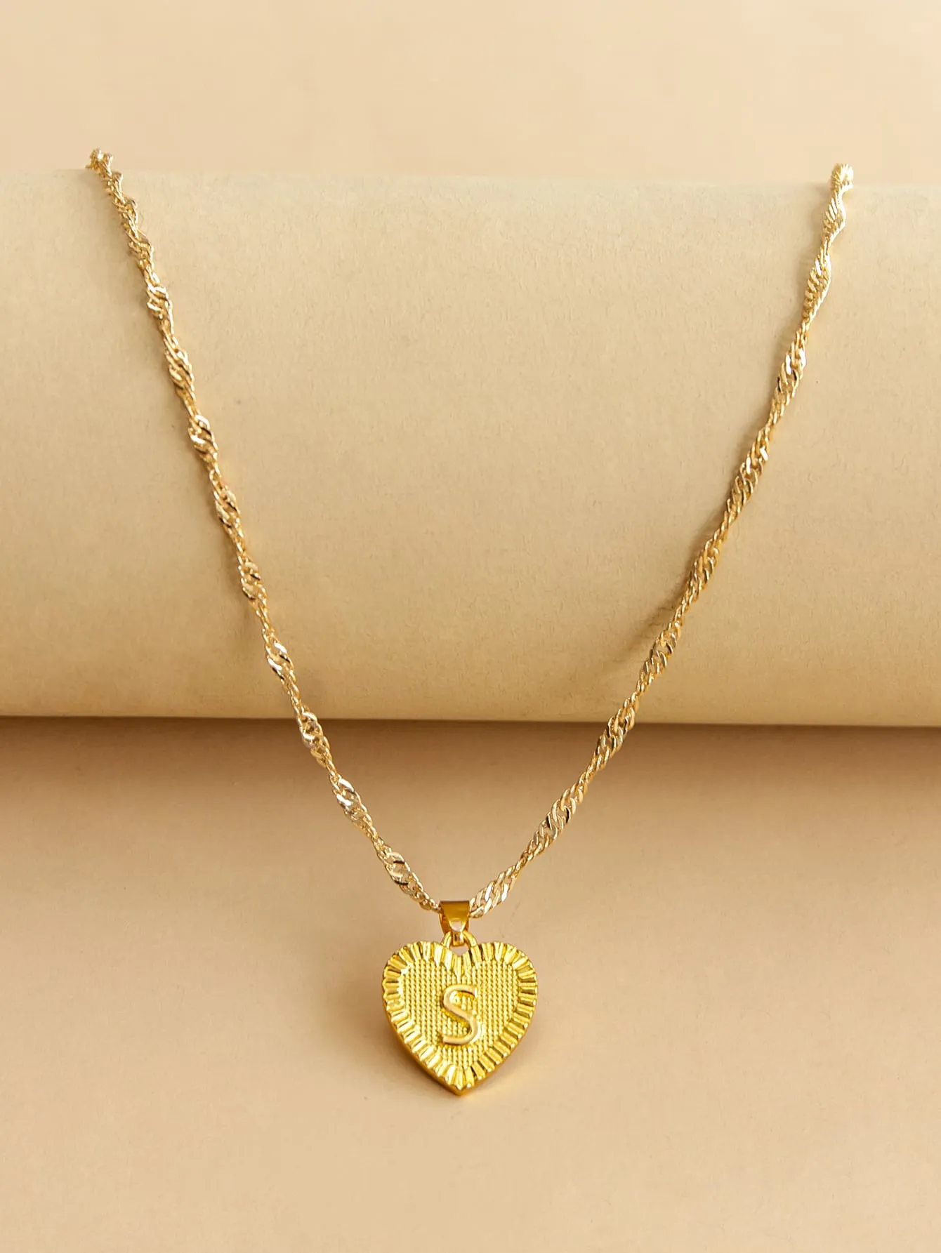 Letter Design Heart Charm Necklace