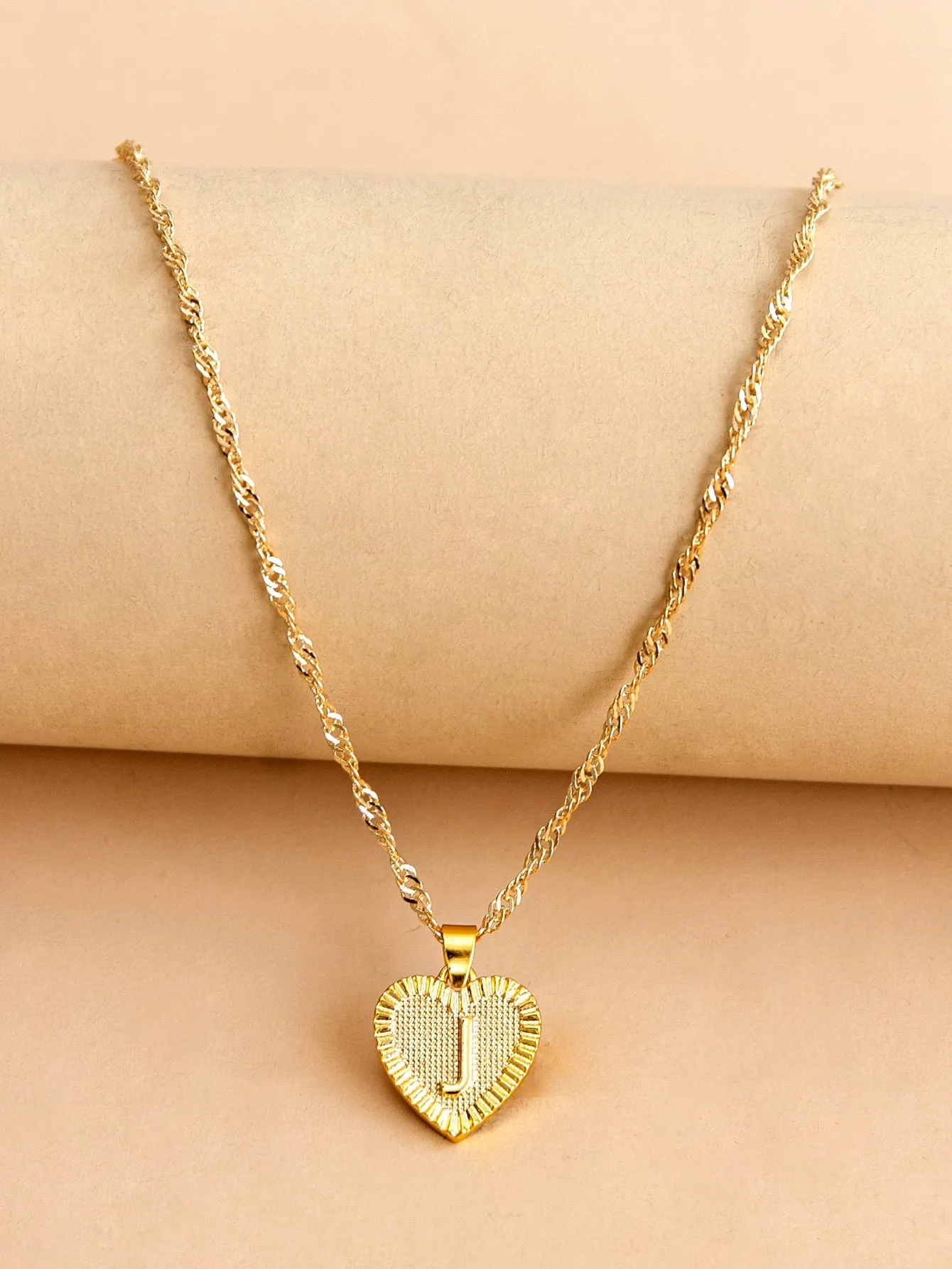 Letter Design Heart Charm Necklace
