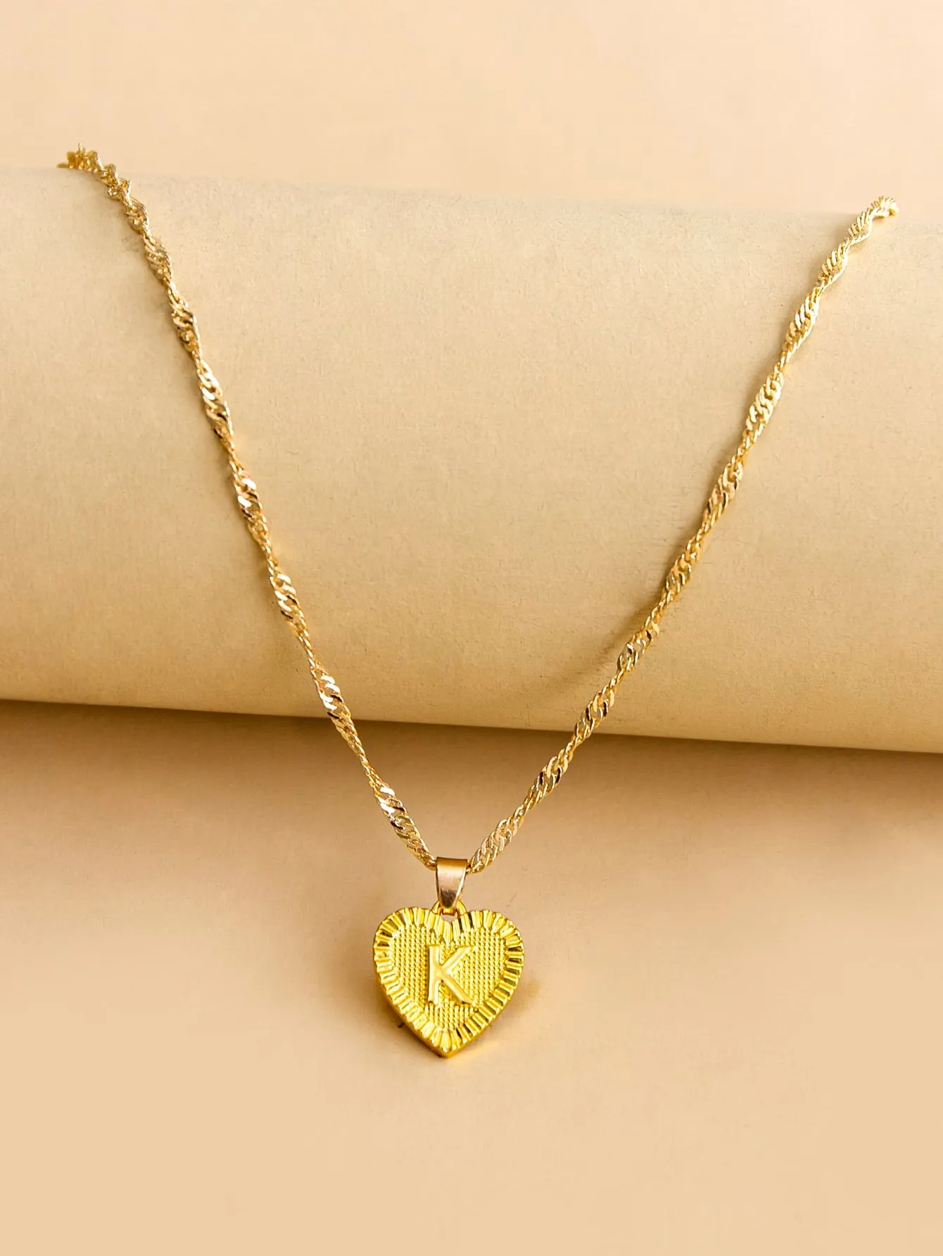 Letter Design Heart Charm Necklace