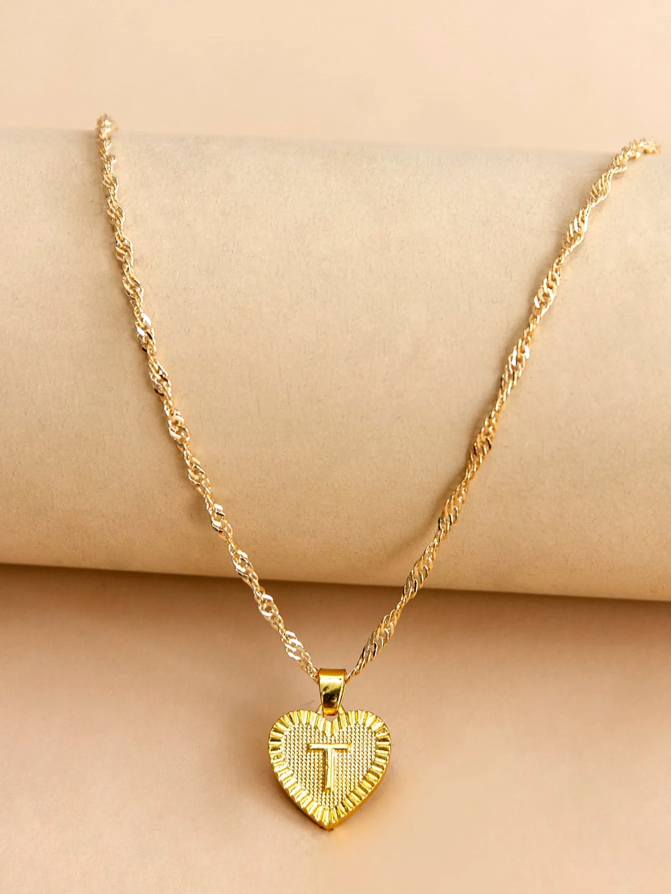 Letter Design Heart Charm Necklace